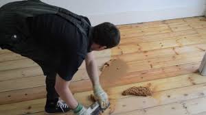 The flooring is white pine. Gap Filling Wooden Pine Floor With Filler And Sawdust Mix Youtube
