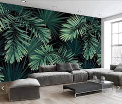 Jungle Palm Leaves Wallpaper Murals Tropical Leaves Wall Mural 3d Printed Wall Art Decals Photo Wall Palm Leaf Wallpaper Leaf Wallpaper Mural Wallpaper