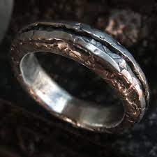 Mens Rustic Steampunk Wedding Ring Heavily Textured Sterling Silver Band Oxidized Size Us 10 Ready To Ship Rings For Men Steampunk Wedding Fabulous Rings