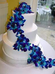 Love The Idea But Different Color Flowers Orchid Wedding Cake Orchid Wedding Wedding Cakes Blue