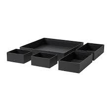 Grasidan Box Set Of 5 Black Ikea Drawer Unit Ikea Small Storage