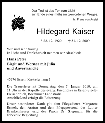 Traueranzeigen Von Hildegard Kaiser Waz Trauer De