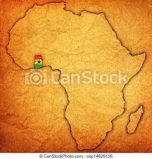 A ghana map featuring major cities, roads and waterways. Ghana On Actual Map Of Africa Ghana On Actual Vintage Political Map Of Africa With Flags Canstock
