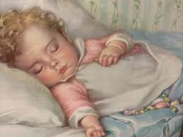 Vtg 1930-40's Annie Benson Muller BABY Just A Little Dream LITHO PRINT  FRAMED