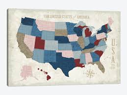 13,148 vintage usa map premium high res photos. Modern Vintage Blue Usa Map Canvas Art By Michael Mullan Icanvas