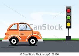 Traffic Signal With Car On Road Vector Stock Illustration Royalty Free Illustrations Stock Clip Art Icon S Traffic Signal Green Traffic Light Road Drawing