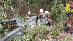 Berita kereta terbabas dalam inggeris. Kereta Terbabas Dalam Gaung Dua Beradik Seorang Rakan Maut