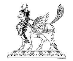 A Line Drawing Of Kamadhenu The Mythical Wish Fulfilling Cow Temple Art Indian Art Paintings Tanjore Painting