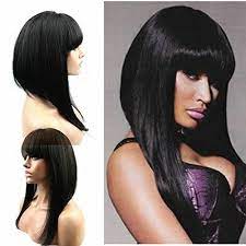Wob Hair 150 Density Wig Nicki Minaj Bob Wigs With Bangs Human Hair 14inch Natural Color Bob Hairstyles Wigs With Bangs Brazilian Hair Wigs