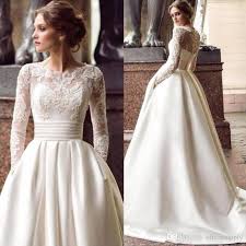 Sleeves are big news for bridal gowns in 2015. Discount Classical Long Sleeve Vintage Wedding Dresses With Pockets Satin Appliqued A Line Bridal Gowns Turkey Sweep Train Cheap Robe De Soriee Wedding Dress On Line Wedding Dresses Aline From Promotionspace 115 09