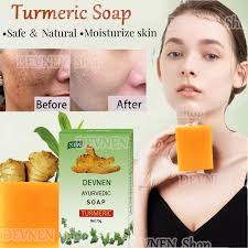 DEVNEN Original Turmeric Whitening Soap Acne Treatment Facial Cleanser Face  Wash Ginger Soap