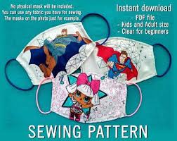 Face Mask No Elastic Pdf Sewing Pattern Filter Pocket Nose Etsy Beginner Sewing Patterns Face Mask Sewing Patterns