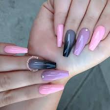 Black And Pink Ombre Stiletto Nails Theglitternail Get Inspired On Instagram Repost Pink Mauve And Black Ombre On Long Coffin Nai Mauve Nails Pink Ombre Nails Black Ombre Nails