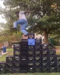 Participants are tasked with conquering a pyramid made out of (you guessed it) milk crates that serve as stepping stones. N68o4ivu6az0pm