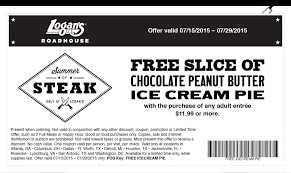 Free Slice Peanut Butter Ice Cream Pie With Your Entree At Logans Roadhouse Peanut Butter Ice Cream Ice Cream Pies Coupons
