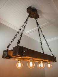 5ft Double Barrel Beam Chandelier With Metal Straps And Edison Bulbs Wooden Chandelier Rustic Light Fixtures Wood Chandelier