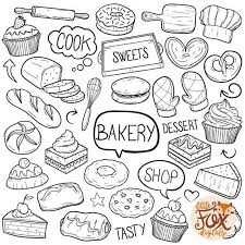 Bakery Doodle Vector Icons Shop Desserts And Sweets Food Etsy Doodles Sketch Book Doodle Icon
