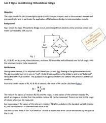 Solved Lab 2 Signal Conditioning Wheatstone Bridge Objec Chegg Com