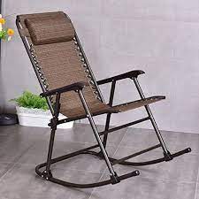 Goplus Folding Rocking Chair Recliner W Headrest Patio Pool Yard Outdoor Portable Zero Gravity Chair For Camping Fishing Patio Rocking Chairs Rocking Chair Folding Rocking Chair