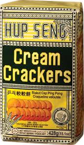 Wheat flour, vegetable oil (palm oil), corn starch, glucose syrup, leaving agent, sugar, full cream milk powder. Hup Seng Cream Crackers 428g Cookies Biscuits Snacks Sweets