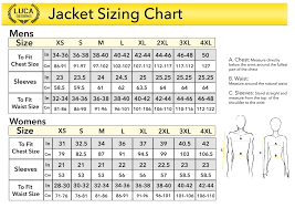 Standard Sizing Guide Luca Designs