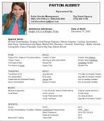 Acting Resume Example Kids Best Resume Examples