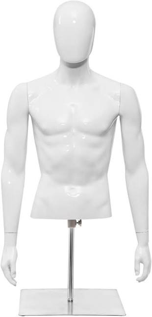 Giantex Male Mannequin Torso Adjustable Height Detachable Arms Dress Form  Display w/ Metal Stand, Bright White