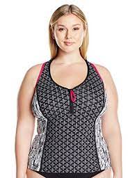 Beach House Woman Womens Plus Size Laguna Vista Racerback Zipper Front Tankini Black 22w To View F Plus Size Swimwear Tankini Swimsuit Top Tankini Swimsuits
