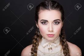 6 easy braided hair looks. Bright Make Up Shadows Two Long Braided Braids Hair Oriental Stock Photo Picture And Royalty Free Image Image 94905735
