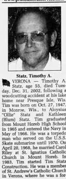 Obituary for Timothy A. H Statz, 1947-2002 (Aged 55)