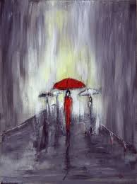 Acrylic Black White And Red Paintings Rain Painting Black White Red Art Abstract Female Figure Red Umbrella Original Artwork By Red Abstract Art Black And White Artwork Black And White Painting