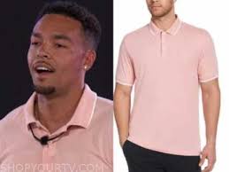 Love Island Usa Season 2 Episode 9 Caleb S Pink Contrast Trim Polo Top Shop Your Tv