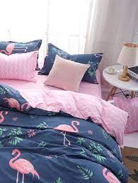 Flamingo Letter Print Sheet Set Shein Sheinside Flamingo Room Decor Duvet Cover Master Bedroom Designer Bed Sheets