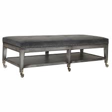 Small metal outdoor coffee side table for outside patio, rectangle. Chase Cocktail Ottoman Rectangle Luxe Home Company