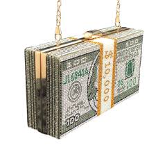 White, green, gold accents flowers: China Leb1382 Cash Wedding Dinner Party Chain Shoulder Handbag Women Rhinestone Dollar Bill Purse Clutch Box Luxury Diamond Money Bag Photos Pictures Made In China Com
