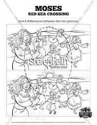 Moses parts the red sea. Exodus 12 Moses And The Red Sea Crossing Spot The Differences Kids Spot The Difference