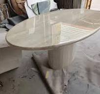 Mesa Oval de Travertino Natural Mesa de Jantar para Casa e Restaurante Mesa  Moderna de Mármore para Móveis de Sala de Jantar