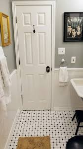 1920 S Bathroom With Antique Cast Iron Sink And Vintage Black And White Tile Black And White Tiles Bathroom Black And White Tiles White Bathroom Tiles