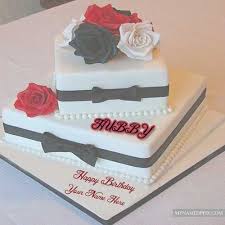 Birthday Images For Husband With Name And Photo Happy Birthday Cake With Husband Name Wishes Pictures Send My Name Pix Cards In 2020 Latest Birthday Cake Birthday Cake For Husband Cake Name