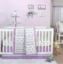 Gender Neutral Lavender Purple And Grey Elephant Theme Baby Nursery Crib Bedding Set And Wal Baby Elephant Nursery Baby Girl Nursery Themes Elephant Baby Rooms