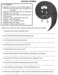 Grammar Practice Crying Comma 48 Grammar Sentences Grammar Practice Sentences
