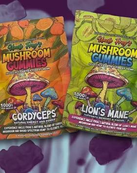 Psilocybin-infused gummies and alternative functional mushroom products, AI generated
