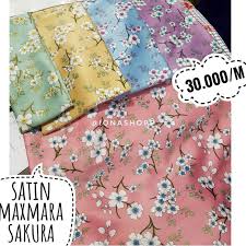 Super Murah Kain Satin Maxmara Lebar 115cm Motif Bunga Sakura Shopee Indonesia