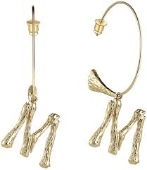 Buy T400 Golden 26 Letter Initial Alphabet Charm Bamboo Semi Hoop Earrings Birthday Gift For Women Girls Online In Greece B07msbktth