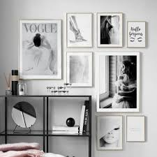 Black And White Home Decor Painting Vogue Ballet Girl Feather Wall Art Canvas Painting Black White Nordic Posters And Prints Wall Pic In 2020 Feather Wall Art Wall Art Canvas Painting Home Wall Painting