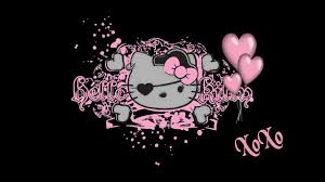 Hello kitty wallpaper, anime, black background, pink color, indoors. Hello Kitty Wallpaper Aesthetic Pink Novocom Top