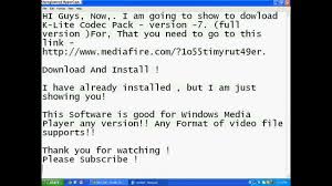 You need to use it together with an already installed directshow player such as windows media player. Download K Lite Codec Pack Full Version Mediafire Link Youtube