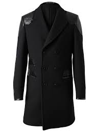 Saint Laurent Leather And Wool Coat Farfetch Mens Coats Men S Coats And Jackets Mens Outfits