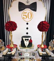No physical posters or signs Gentleman Themed 50th Birthday Decorated By Us Supa 50th Birthday Party Ideas For Men 40th Birthday Party Decorations Birthday Decorations For Men