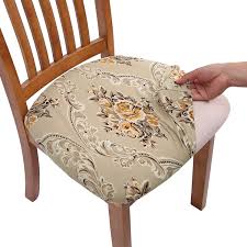 Amazon Com Comqualife Stretch Printed Dining Chair Seat Covers Removable Washable Anti Dus In 2020 Seat Covers For Chairs Upholstered Chairs Dining Chair Seat Covers